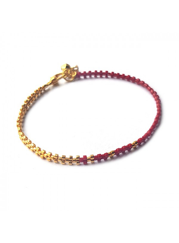 Armband | L A C E Donkerrood | Zilver of Goud