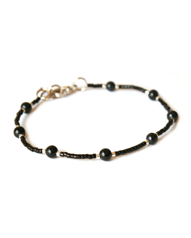 Armband | FINE MIYUKI | Jade zwart