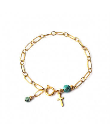 Armband | RVS | c h a i n | Natuursteen Groen Armband | RVS | c h a i n | Natuursteen Groen