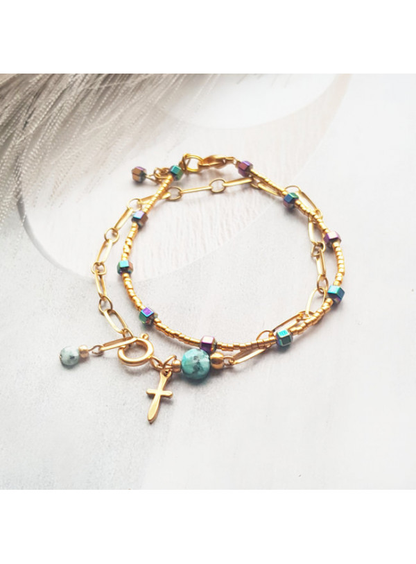 Armband | Combi | Natuursteen & Hematiet