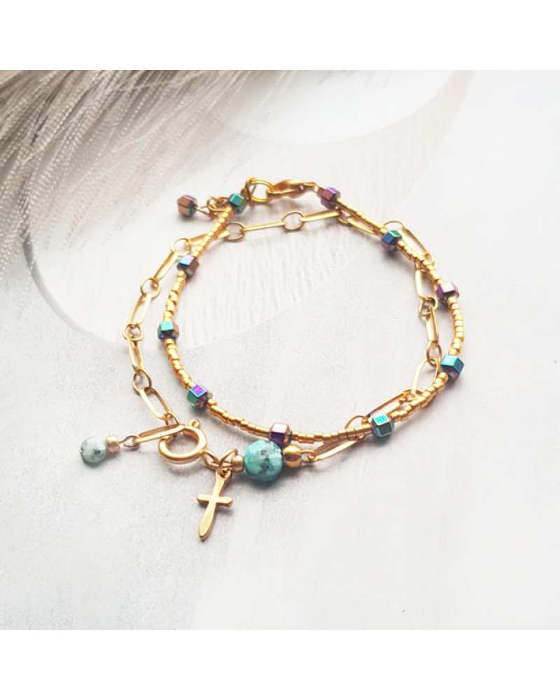 Armband | Combi | Natuursteen & Hematiet