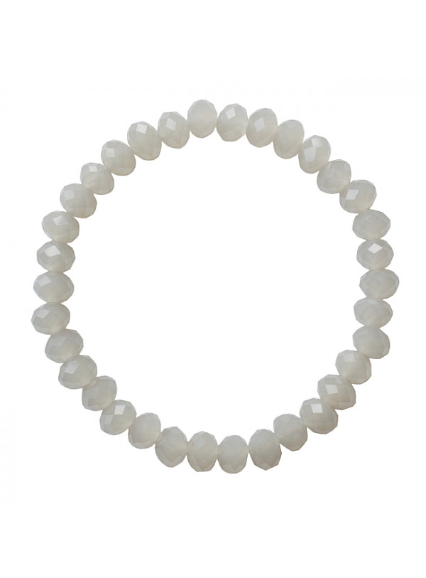 Armband shiny facetglas warm lichtgrijs