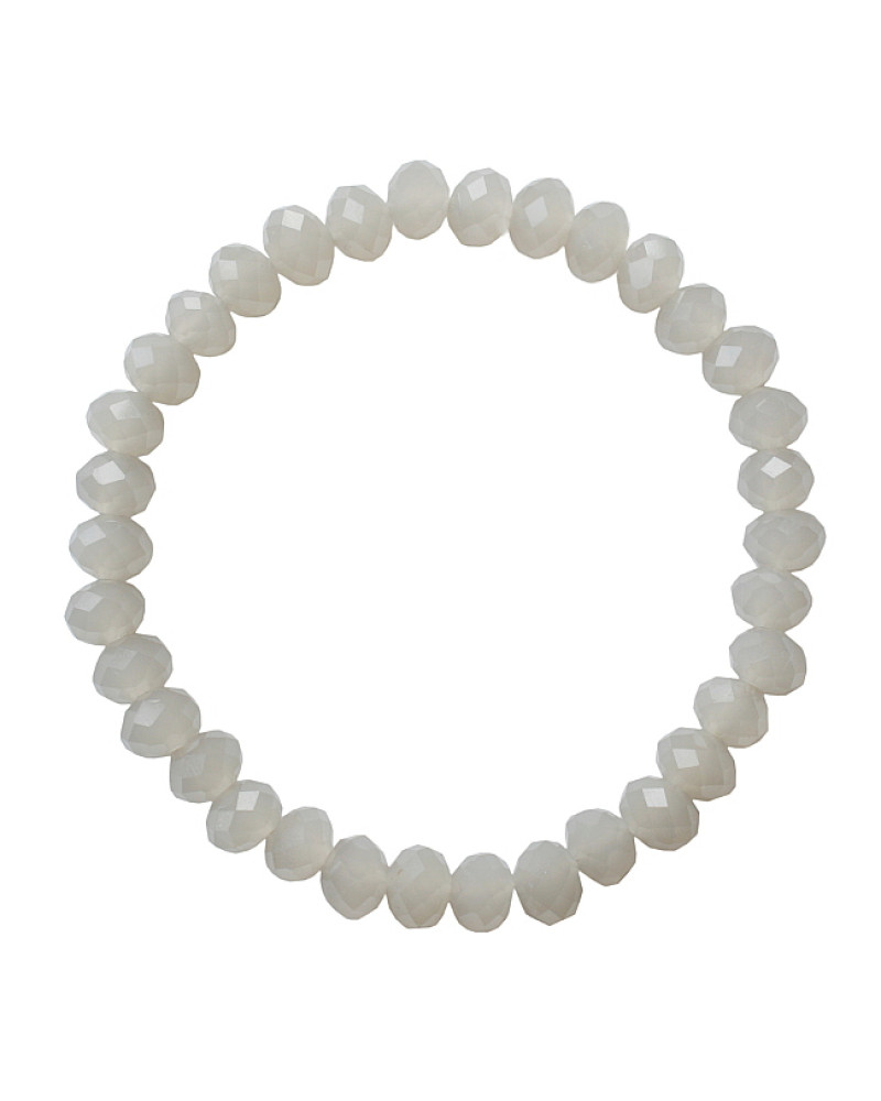 Armband shiny facetglas warm lichtgrijs