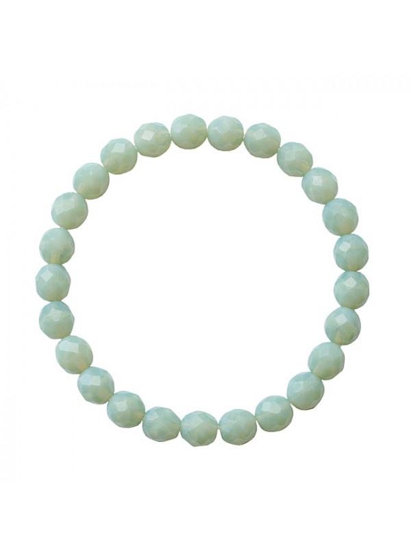 Armband facetglas elastic 8x7mm lichtgroen