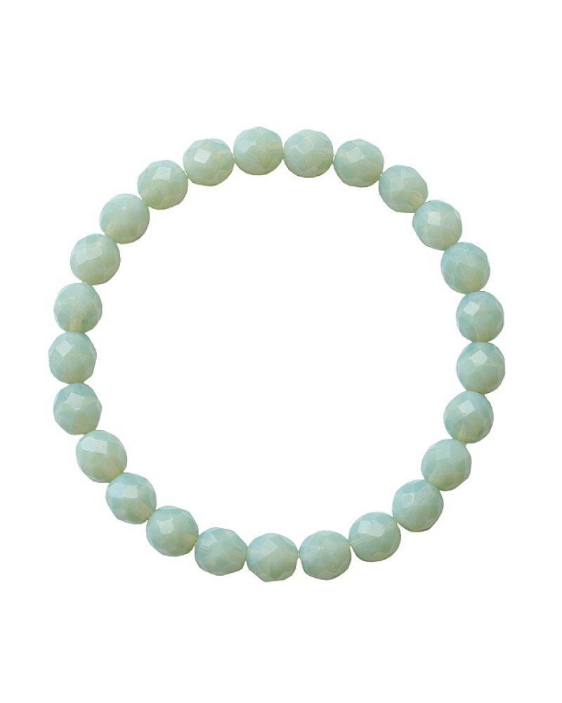 Armband facetglas elastic 8x7mm lichtgroen