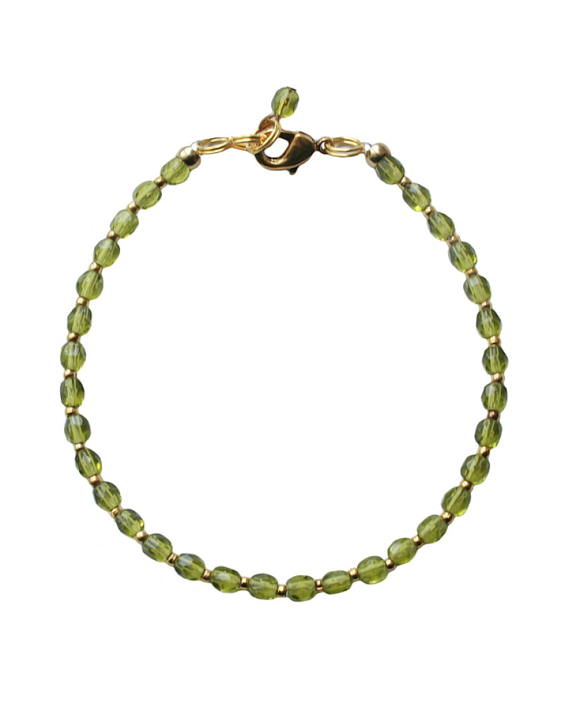 Armband basic glas facet olijfgroen