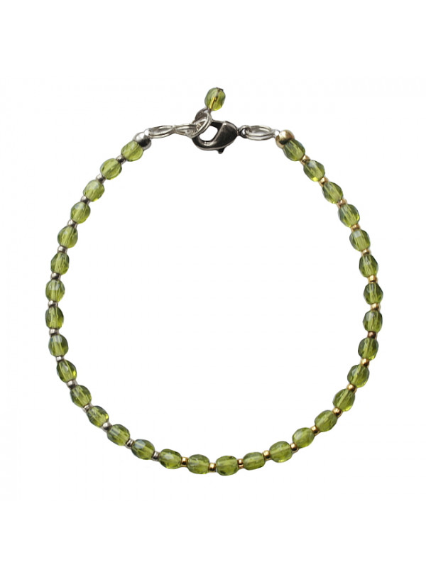 Armband basic glas facet olijfgroen