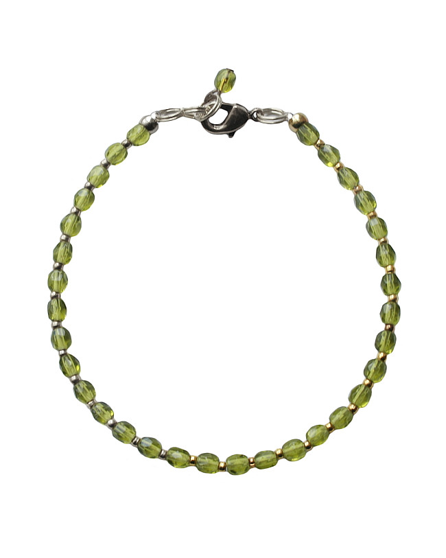 Armband basic glas facet olijfgroen