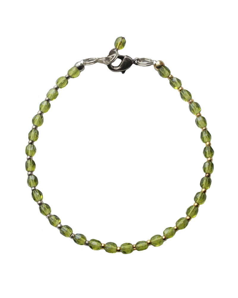 Armband basic glas facet olijfgroen