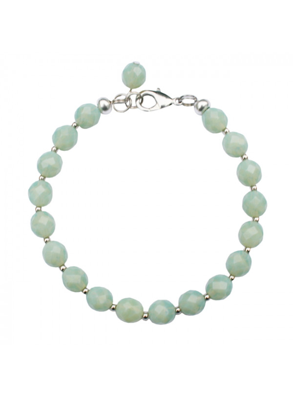 Armband basic facetglas grijsgroen