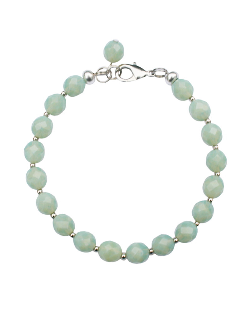 Armband basic facetglas grijsgroen