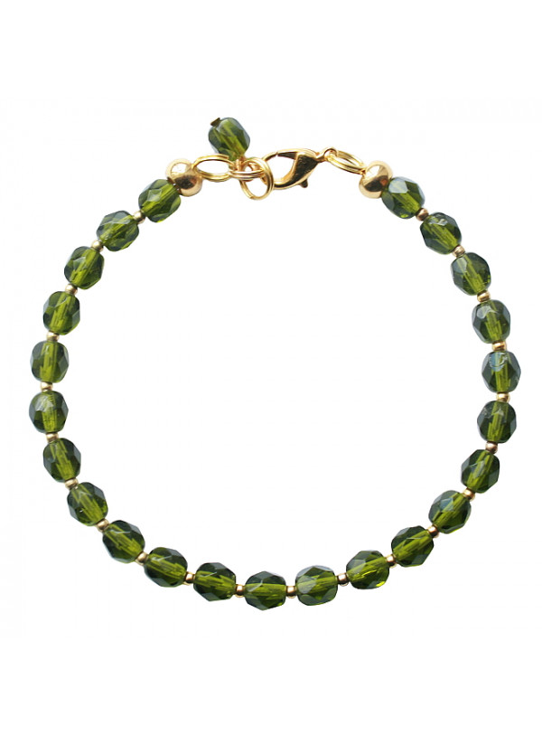 Armband basic glas facet donker-olijf