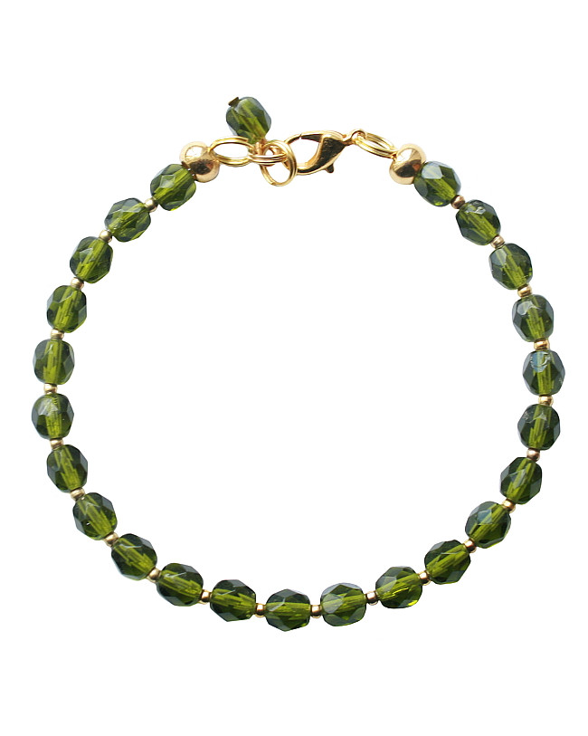 Armband basic glas facet donker-olijf