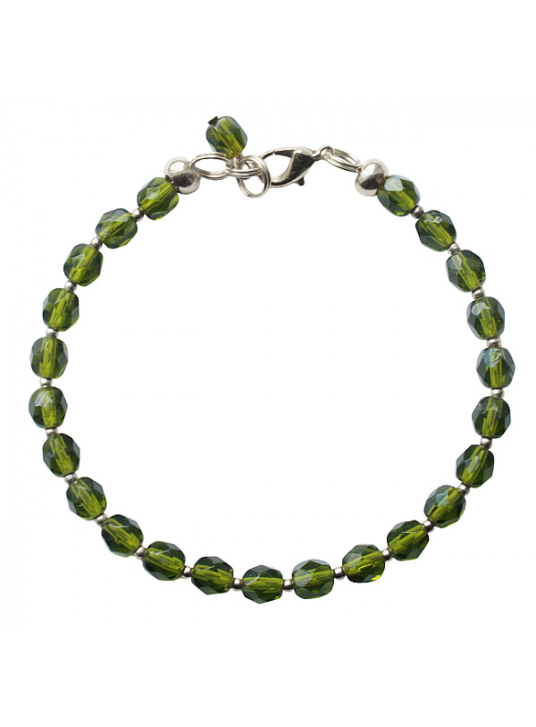 Armband basic glas facet donker-olijf