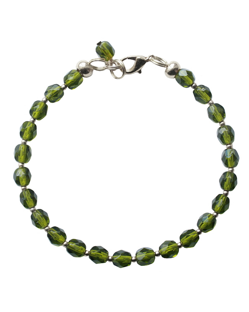 Armband basic glas facet donker-olijf