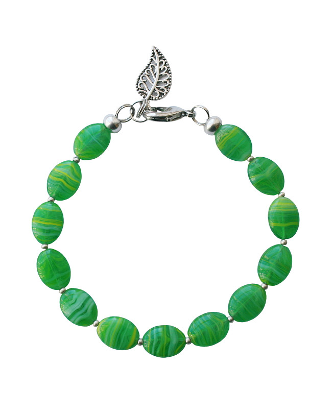 Armband basic glas 'stripe' groen