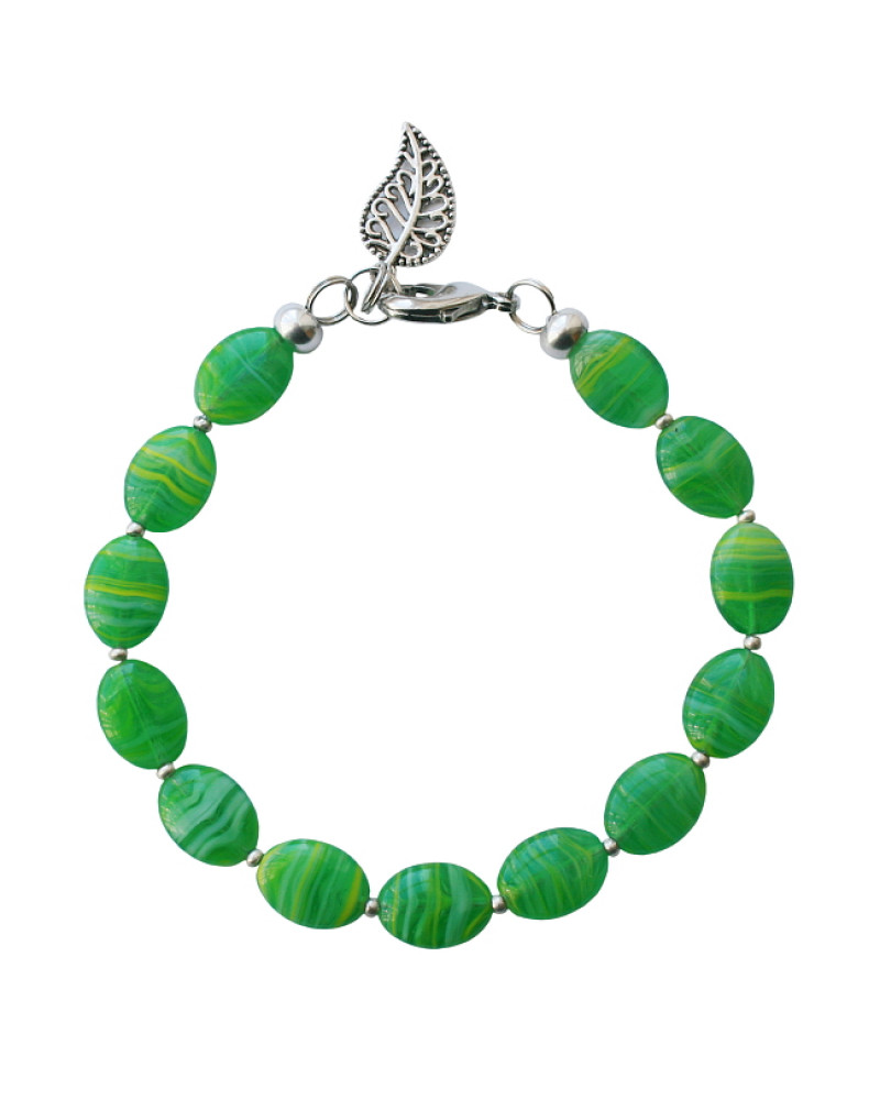Armband basic glas 'stripe' groen