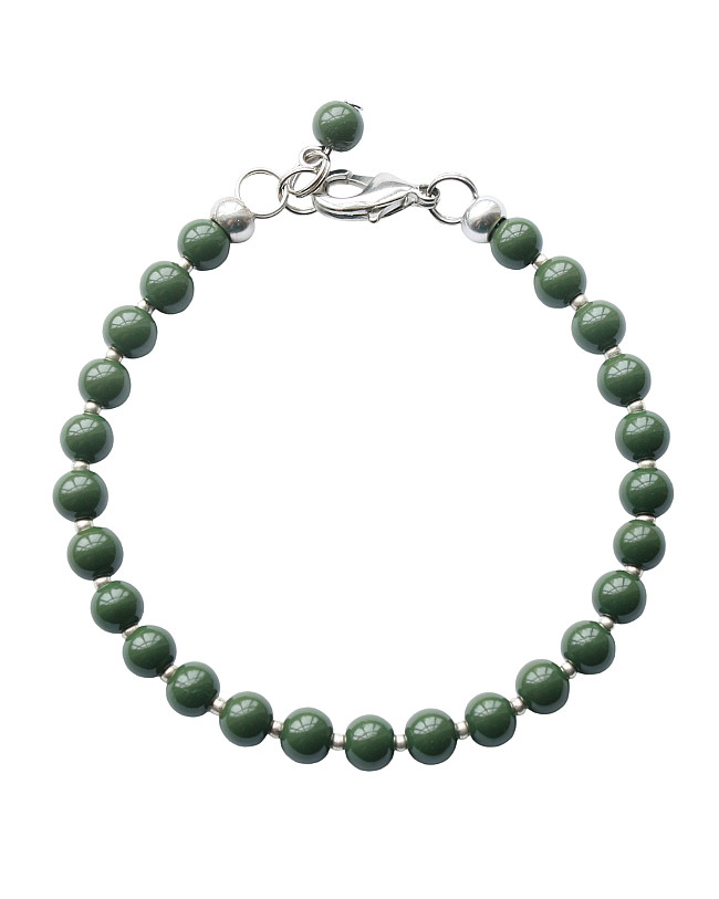 Armband | Glas rond donkergroen