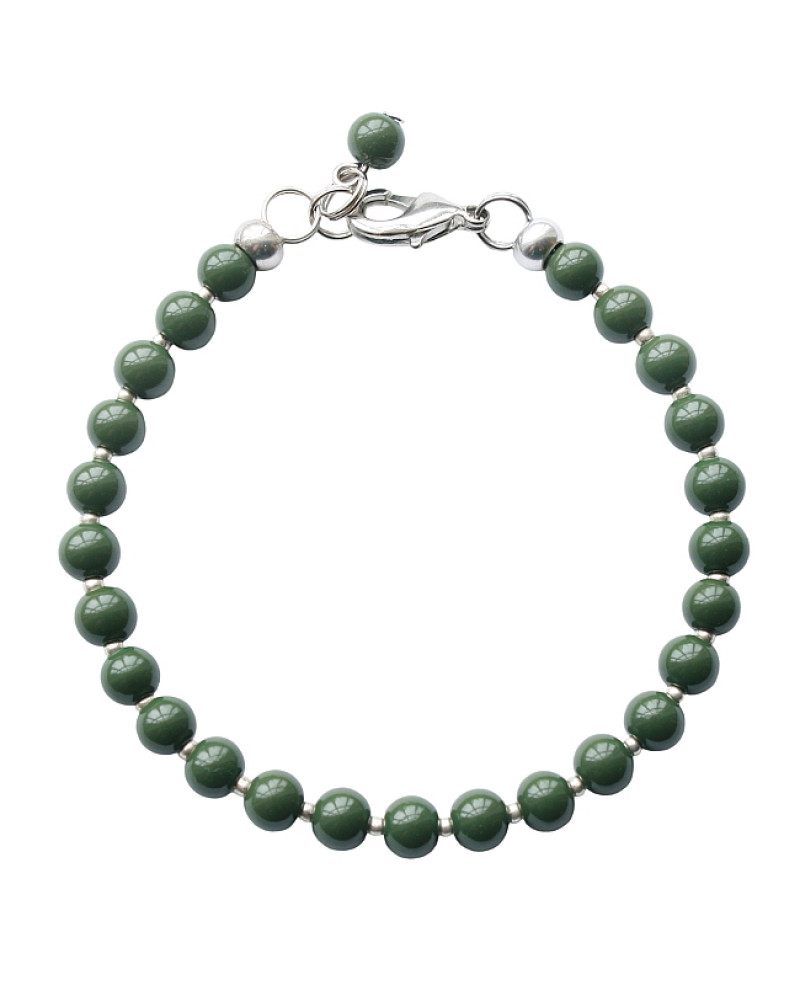 Armband | Glas rond donkergroen