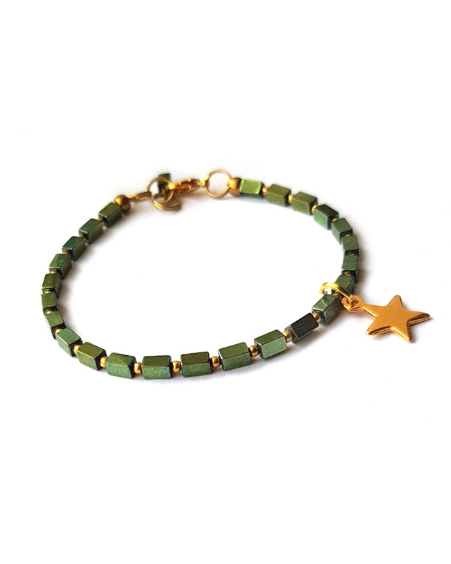 Armband | Hematite Star | groen