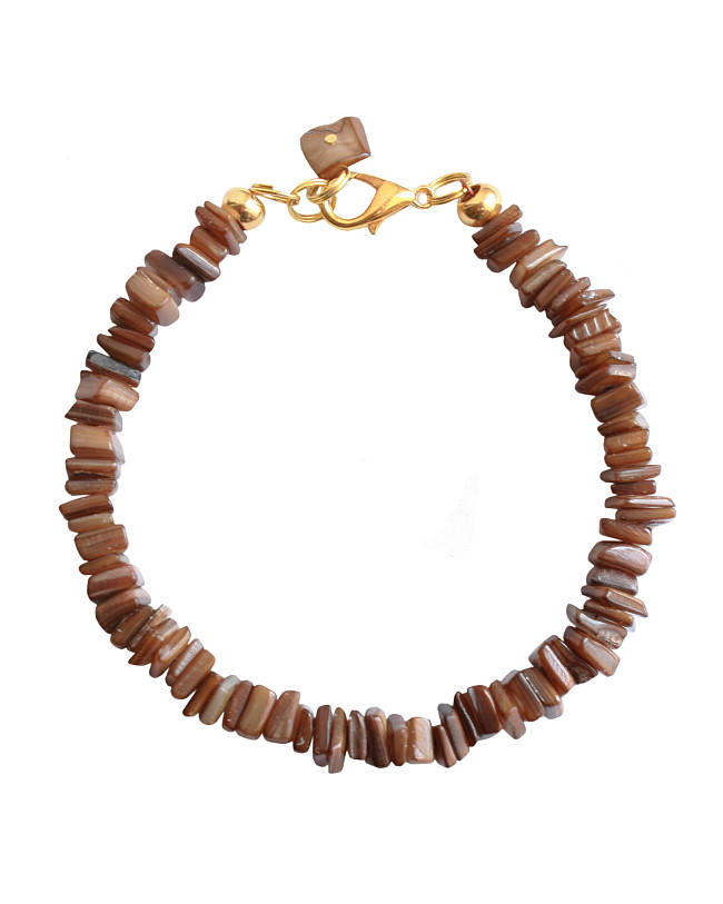 Armband basic schelp bruin