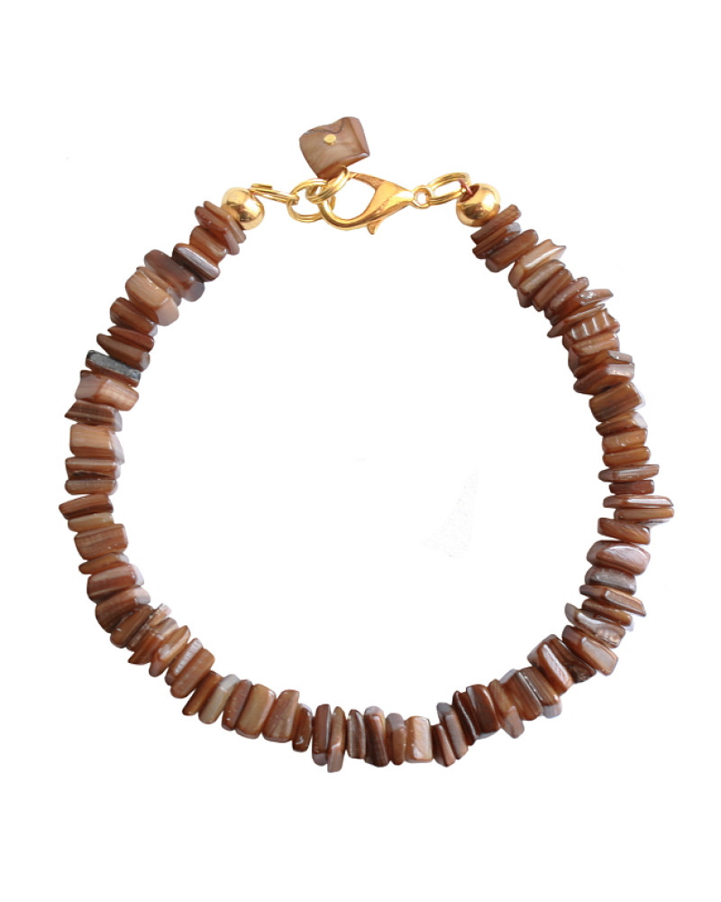 Armband basic schelp bruin