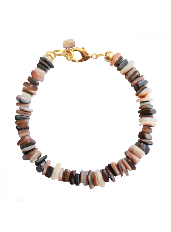 Armband basic schelp mix bruin