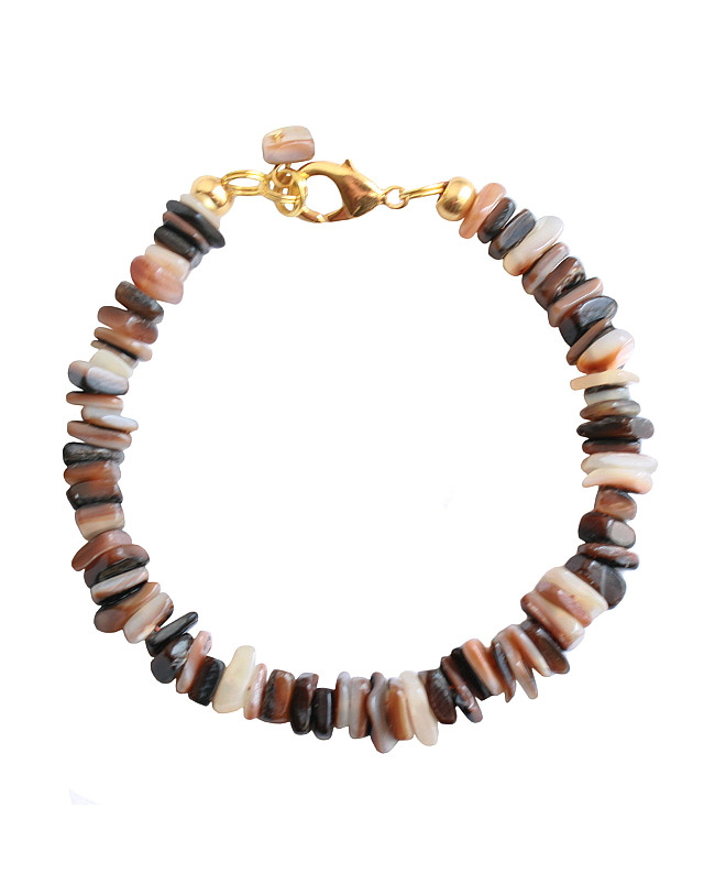 Armband basic schelp mix bruin