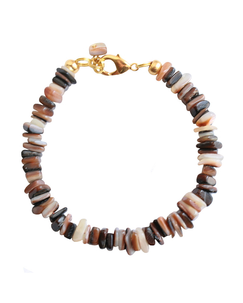 Armband basic schelp mix bruin