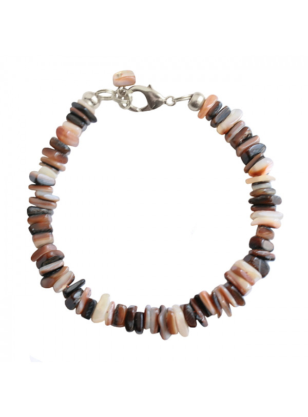Armband basic schelp mix bruin