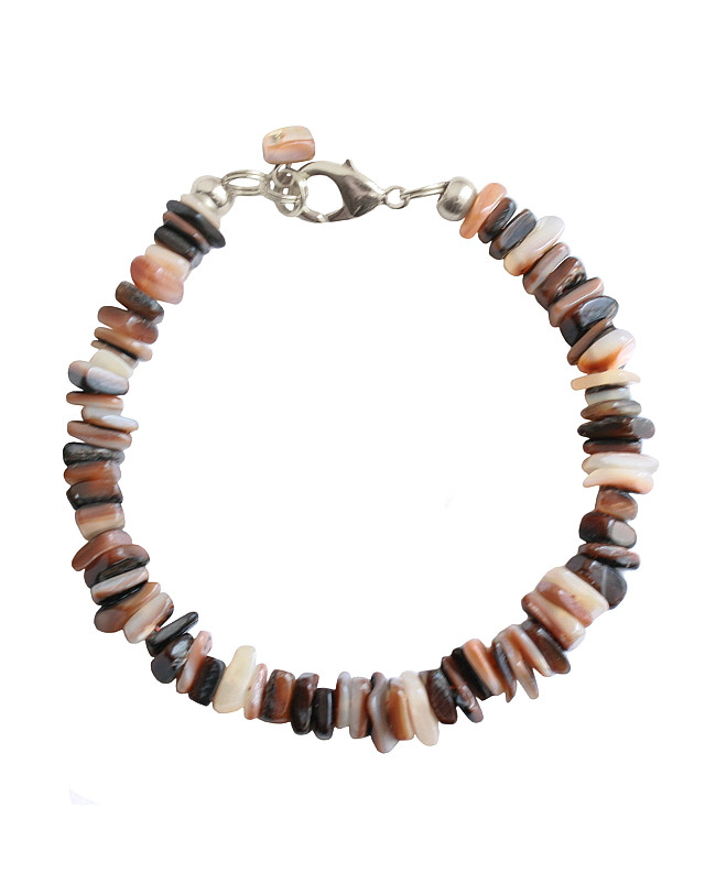 Armband basic schelp mix bruin