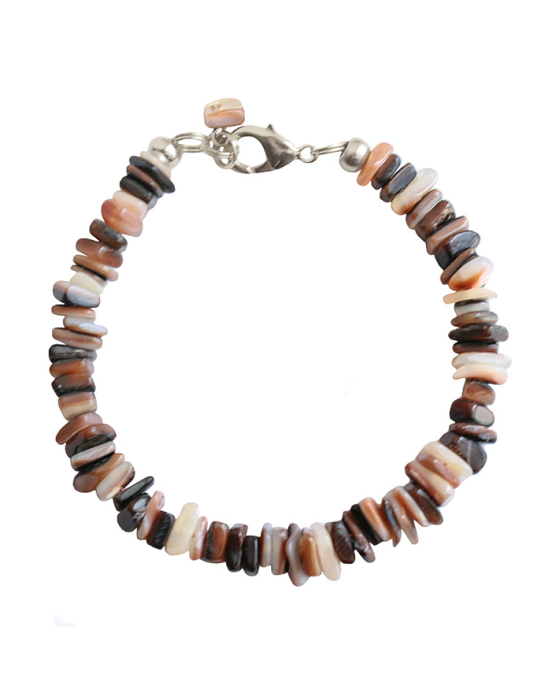 Armband basic schelp mix bruin