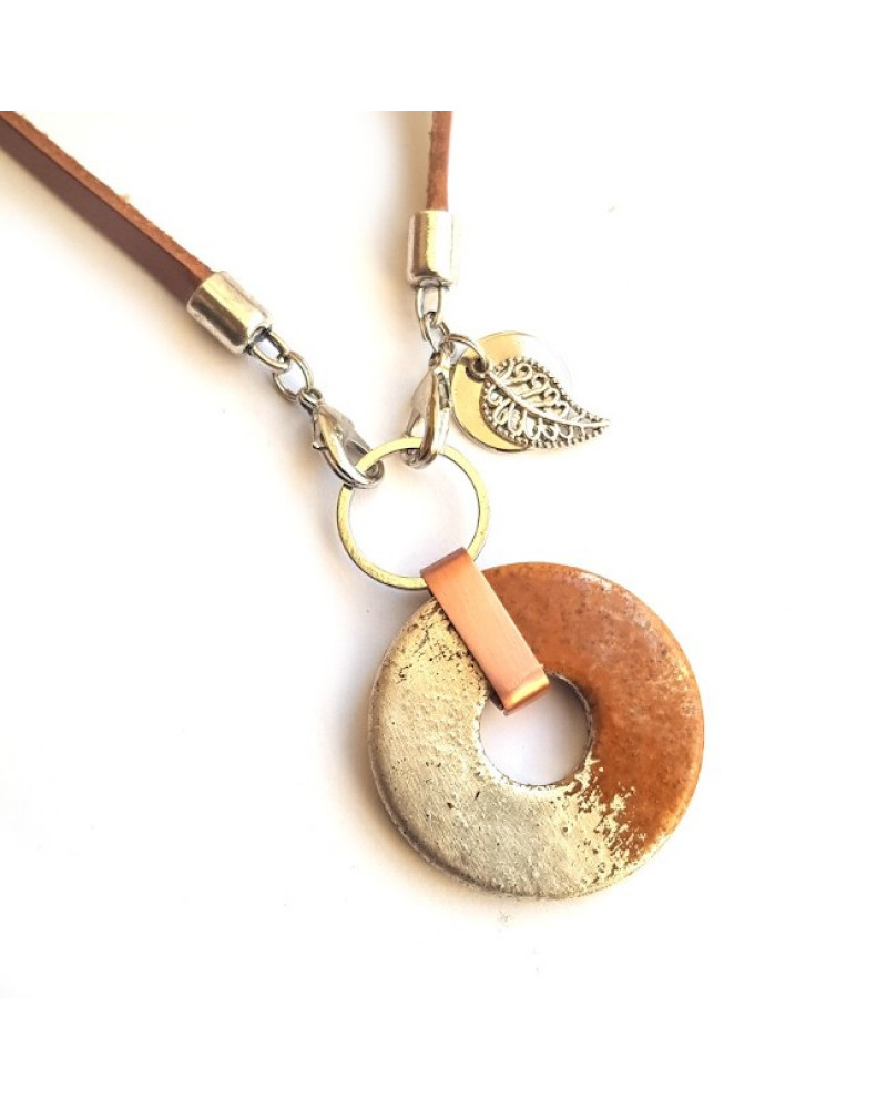 Ketting Leder Keramiek Ketting Leder Keramiek