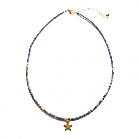 Ketting | Fine Miyuki Ster | Blauw