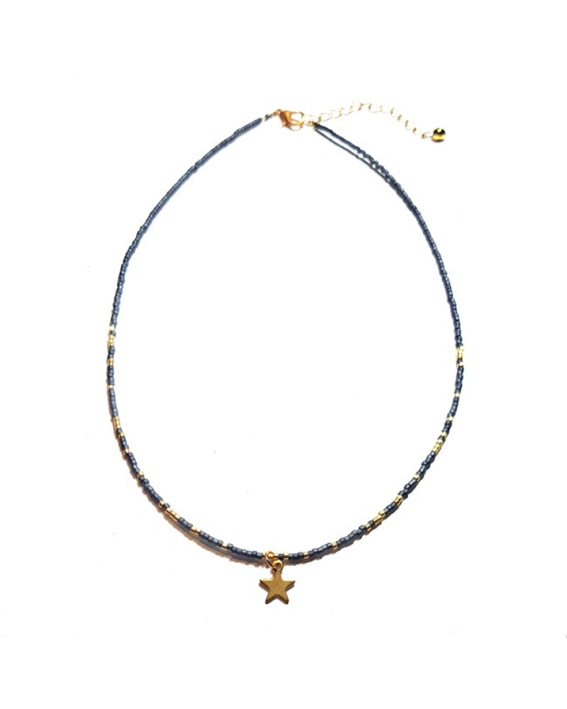 Ketting | Fine Miyuki Ster | Blauw