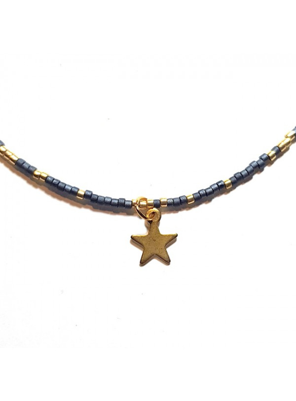 Ketting | Fine Miyuki Ster | Blauw