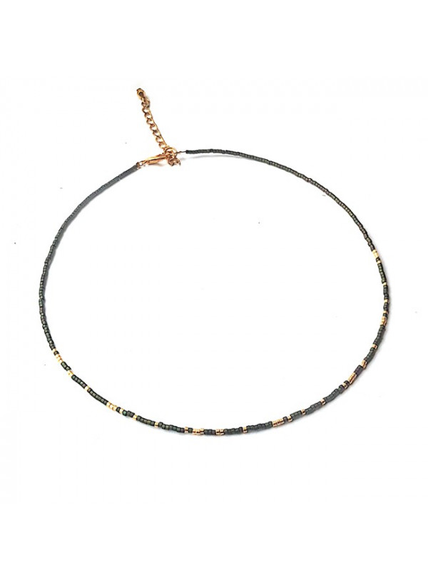 Ketting | Fine Miyuki | Donkergroen
