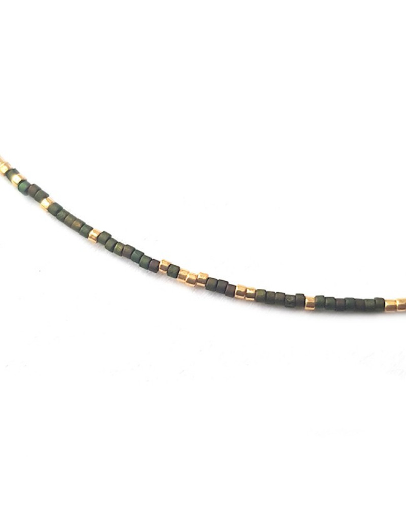 Ketting | Fine Miyuki | Donkergroen