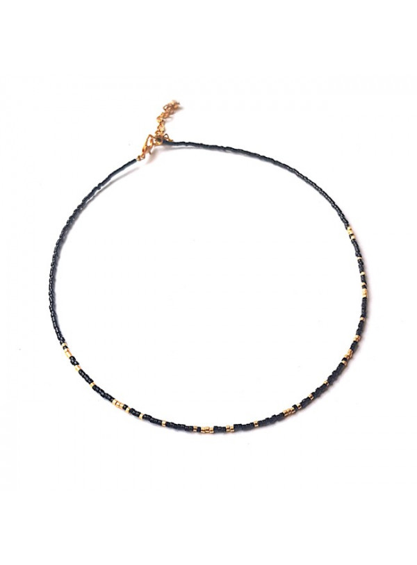 Ketting | Fine Miyuki | Zwart