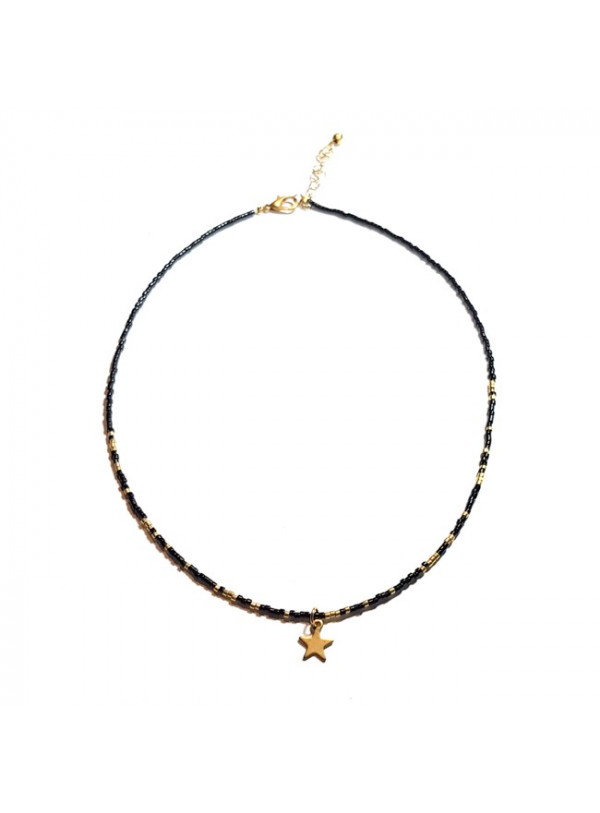 Ketting | Fine Miyuki Ster | Zwart