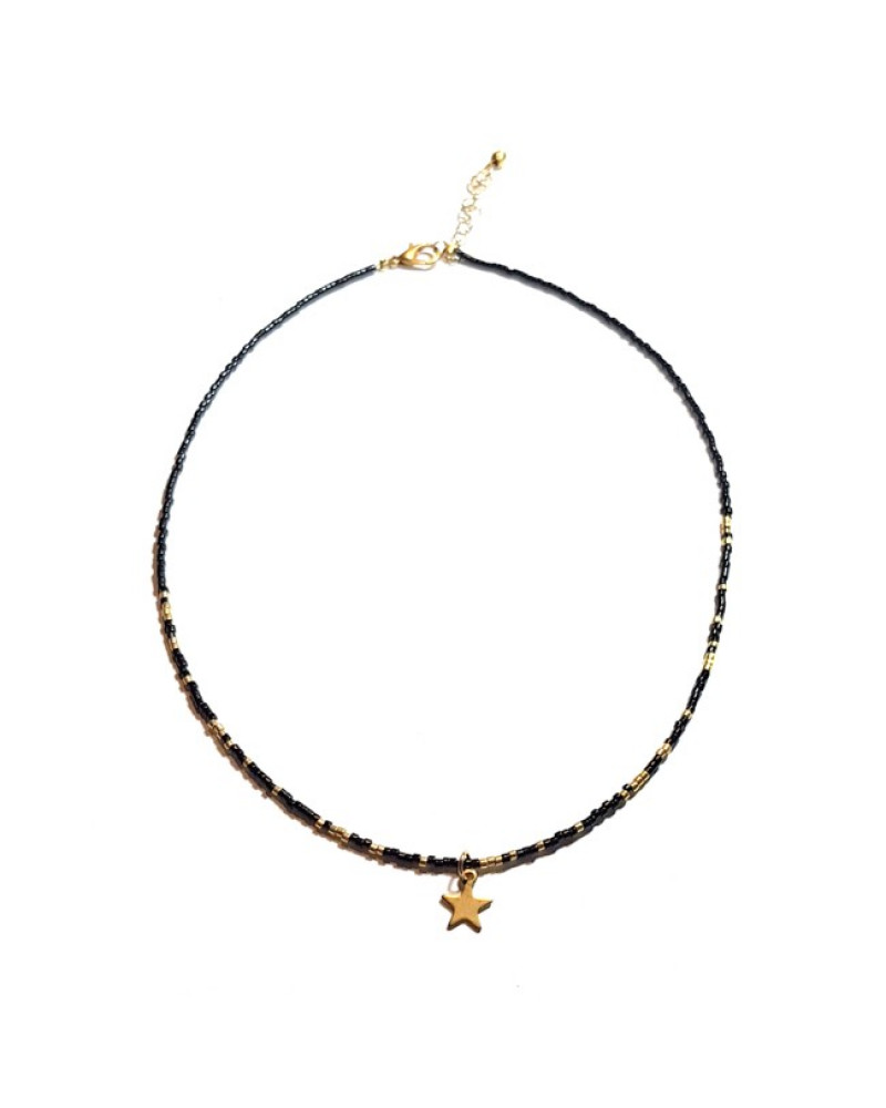 Ketting | Fine Miyuki Ster | Zwart