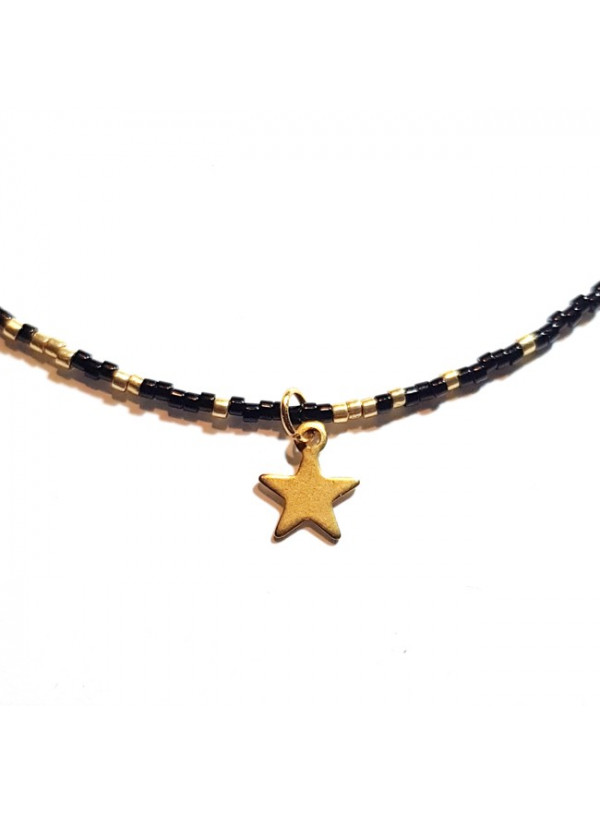 Ketting | Fine Miyuki Ster | Zwart