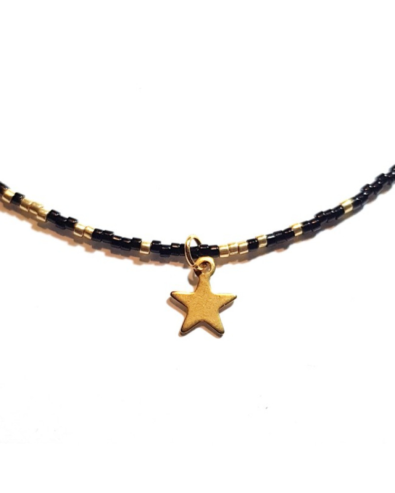 Ketting | Fine Miyuki Ster | Zwart