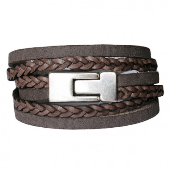 Armband Leder DARE! LA44, bruin/greige