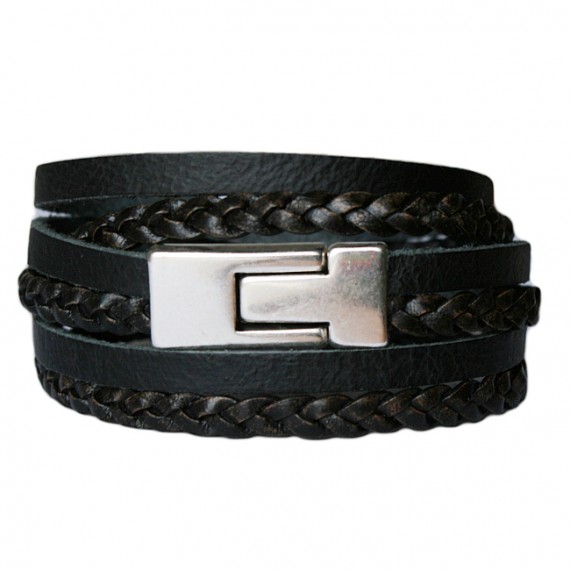 Armband Leder DARE! LA44, zwart/bruin