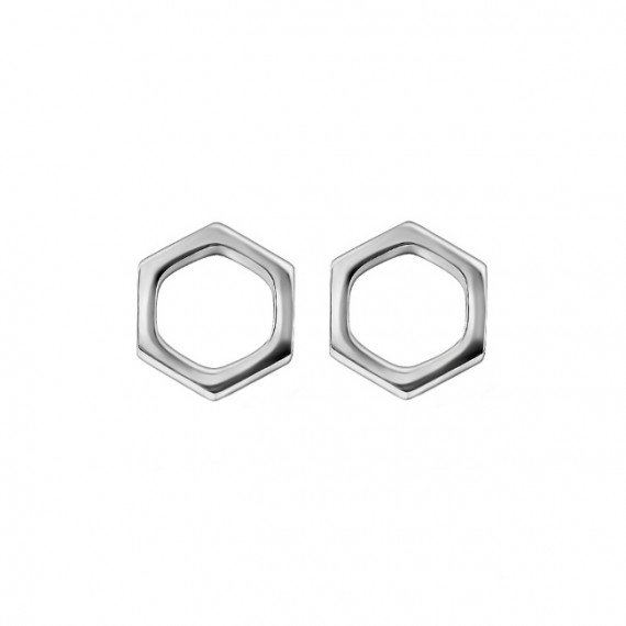 Oorknopjes | SELECT | RVS | Hexagon zilver