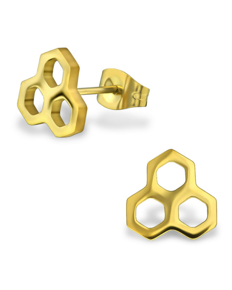 Oorknopjes| SELECT | RVS | honingraat goud