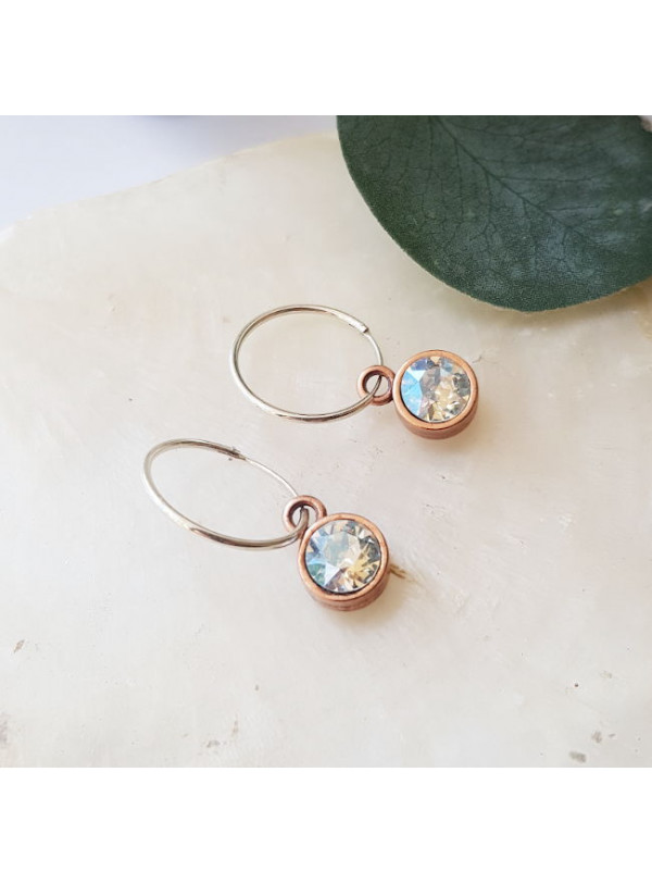 Oorringen | 925 Sterling silver | Copper Crystal