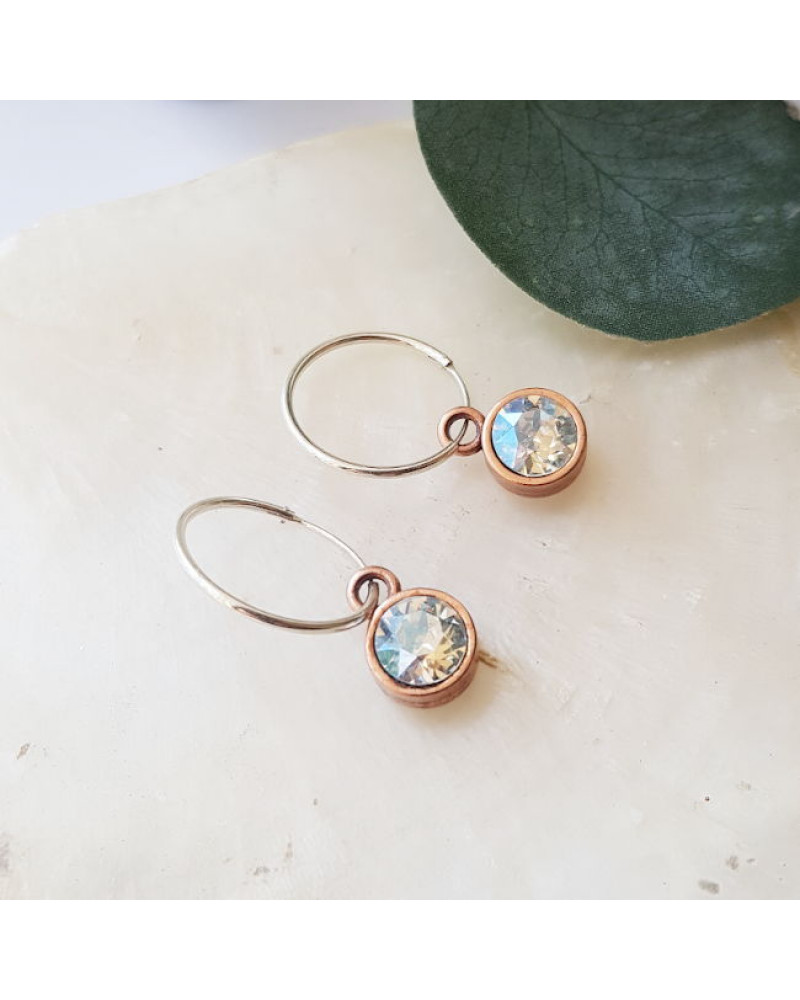 Oorringen | 925 Sterling silver | Copper Crystal